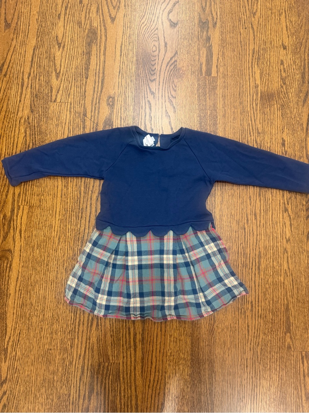 bella bliss Navy Sweatshirt Dress with Plaid Skirt